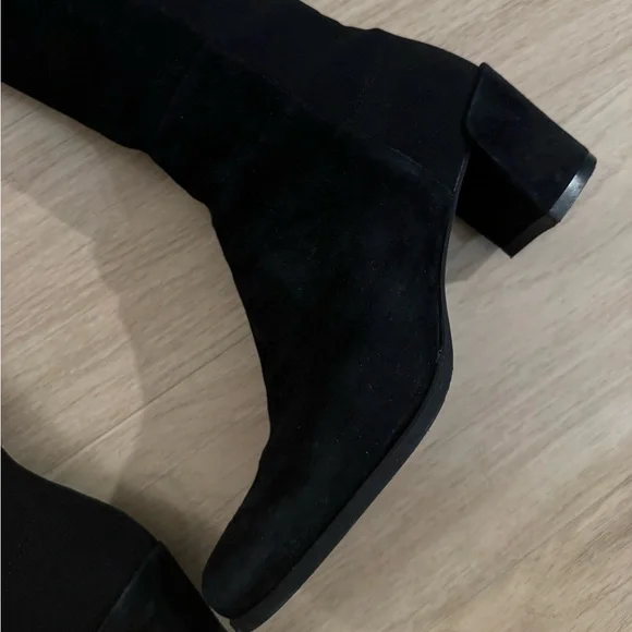 Stuart Weitzman Black Suede Over the Knee Boots - Picture 7 of 9